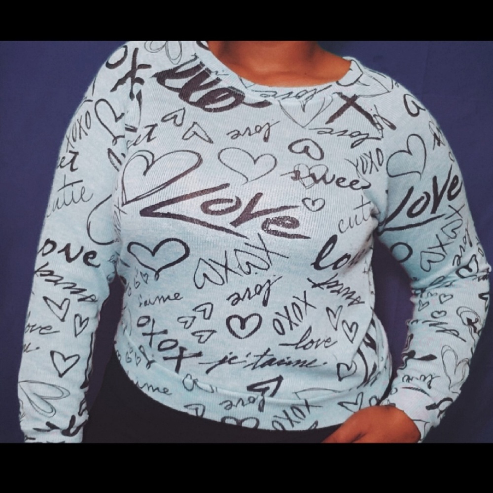 "Love XOXO" light blue shirt